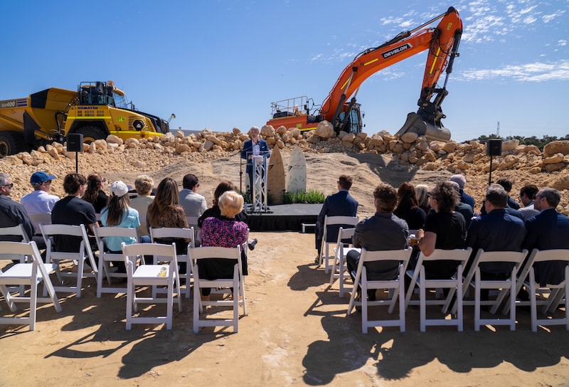 A scene from the groundbreaking ceremony for the wave park under way at Jandakot, WA.
