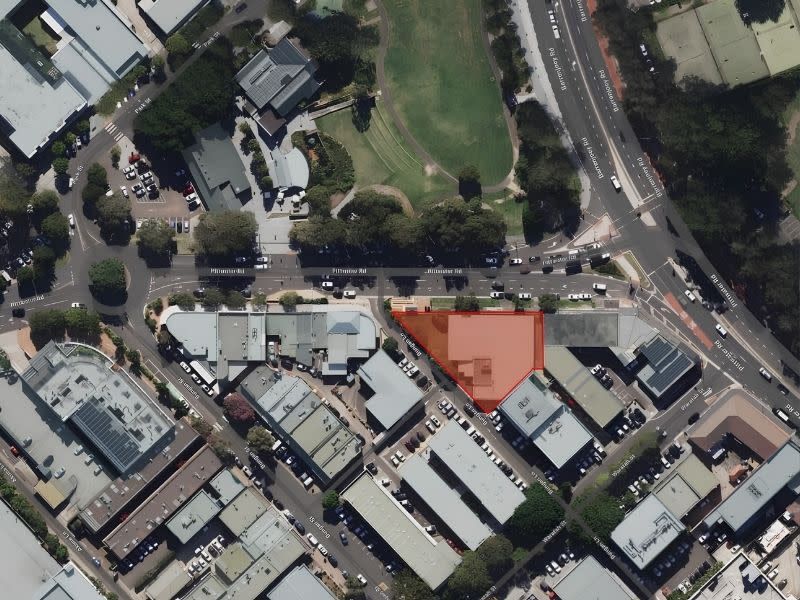 An aerial view of the former Telstra exchange site at 1763 Pittwater Road, Mona Vale.
