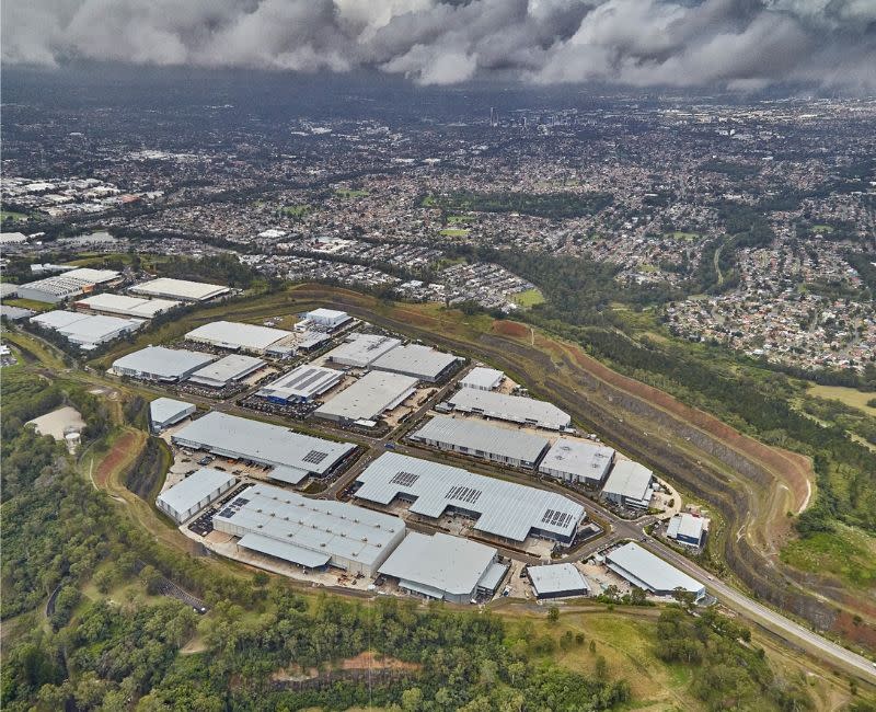 An aerial photograph of the Quarry Industrial Estate in Greater Western Sydney:  Of the 20 assets, 12 are in the much-sought-after industrial estate.