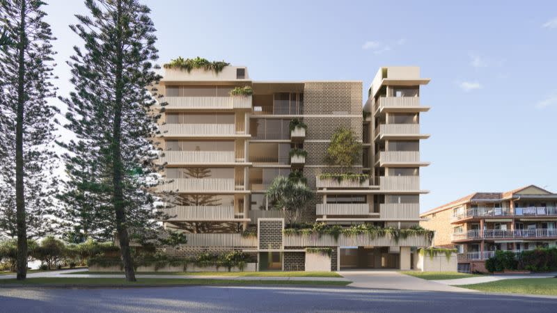 A render of Spyre Group's planned luxury midrise residential development proposed for the beachfront at Tugun.