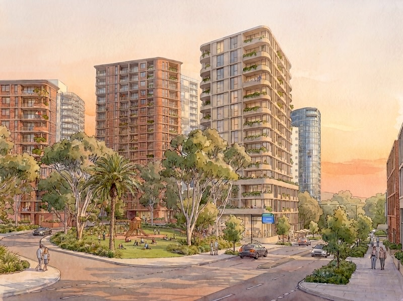 The masterplan includes 3000 new homes, expanded public spaces and new community infrastructure.