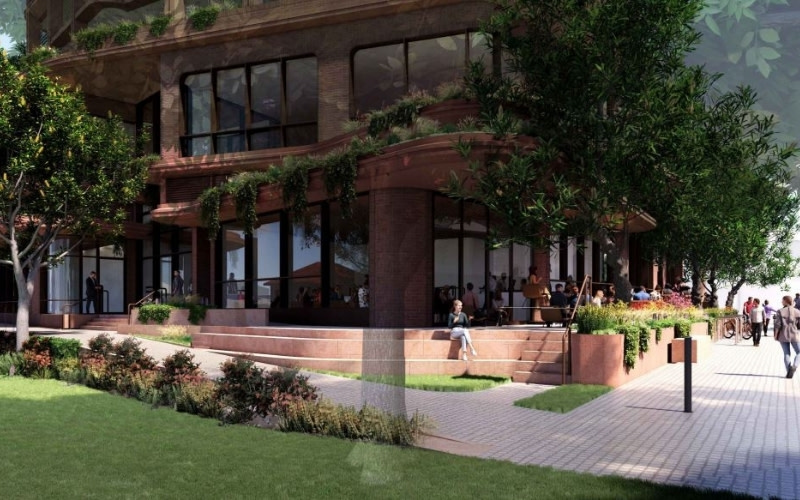 A render of the ground plane at the Chatswood Develotek project