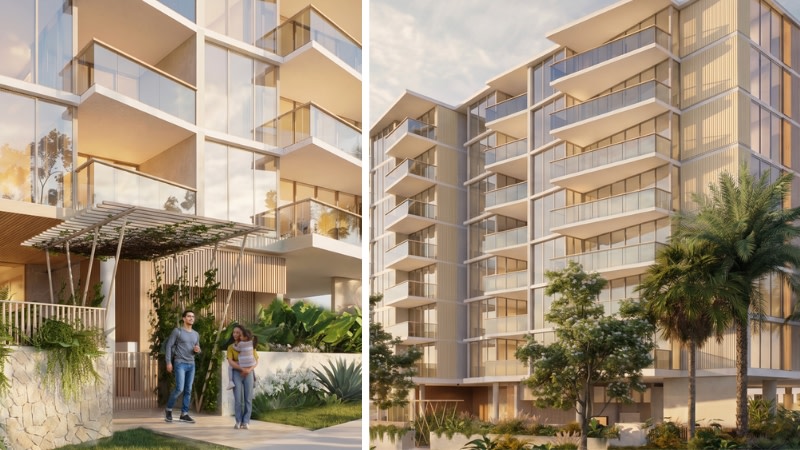 Renderings of the eight-storey, 70-unit tower proposed for 25-29 Sutton Street, Redcliffe.