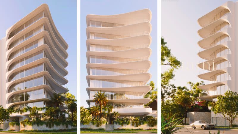 Renders of the proposed eight-storey apartment tower proposed for Palm Beach.