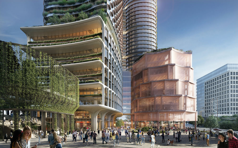 ▲ The Connector, positioned at the Lee Street frontage of the site, will be an architectural marker for
Central Place Sydney.