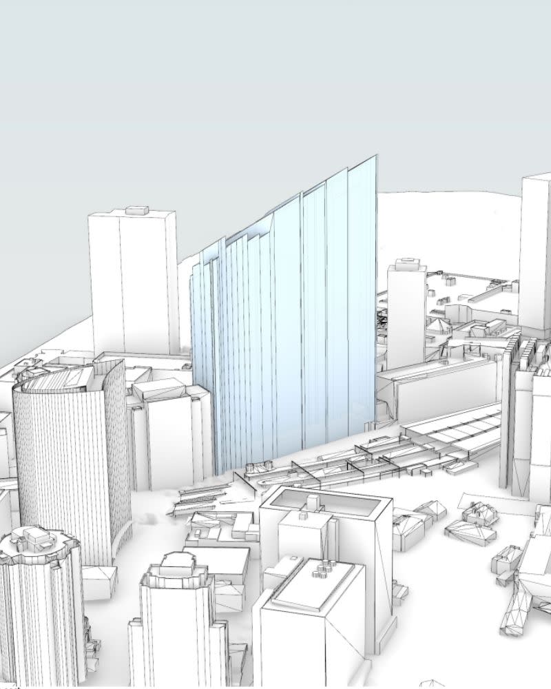 Isometric drawing of proposed building massing for the build-to-rent development at Parramatta. 