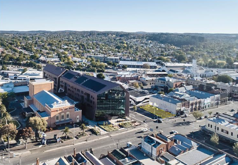 The corner of Armstrong and Mair street in Ballarat where controversial GovHub is nearby located.