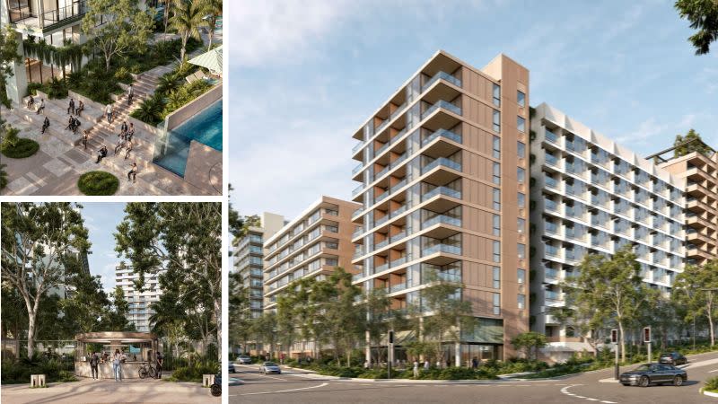 Renders of the proposed four-tower build-to-rent development at Southport.