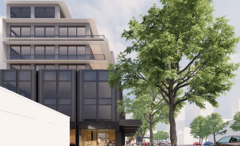 Rothelowman Architects created a stepped design for the nine-storey mixed-use project by I & D Group. 