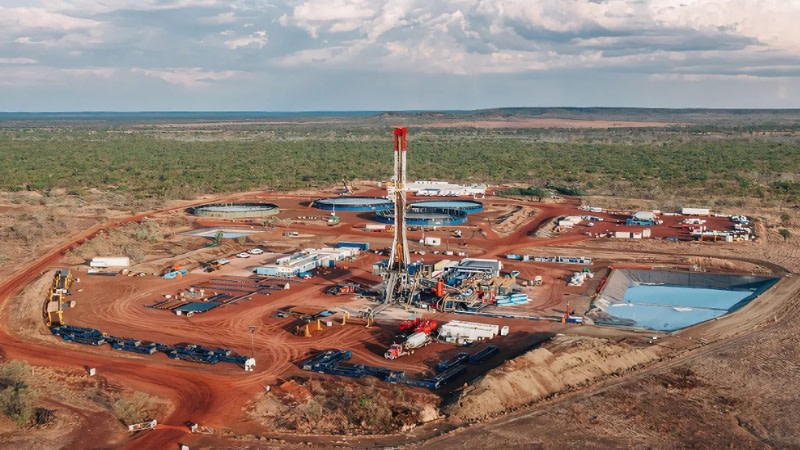 drone image of a new gas project in the northern territory.