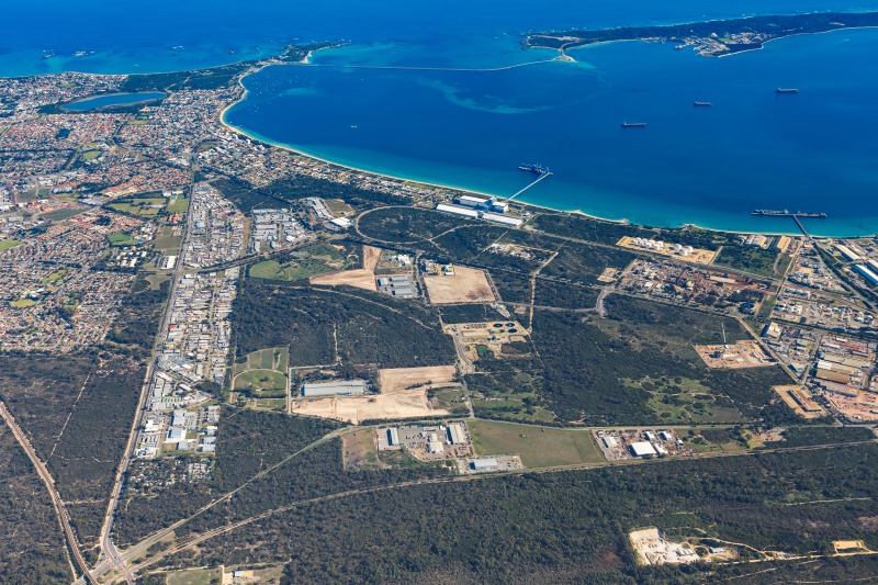 Aerial view of Rockingham Industry Zone Garden Island.