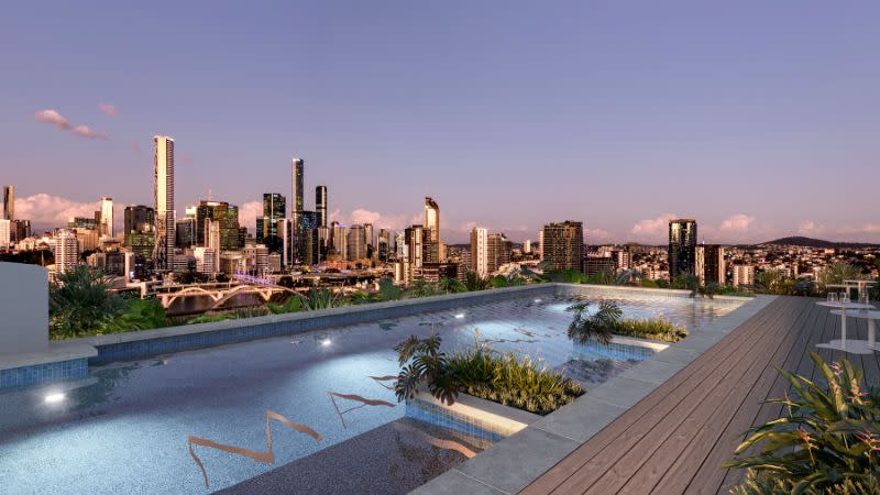 A render of the rooftop pool on The Manning