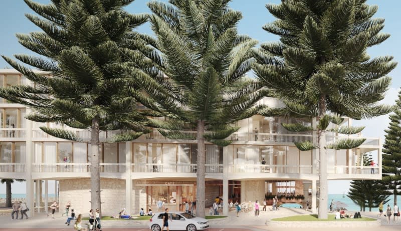 Andrew Forrest's plans for the redevelopment of Cottesloe's Indiana Teahouse include a controversial hotel on public land opposite the Teahouse. Source: Indiana Project. 