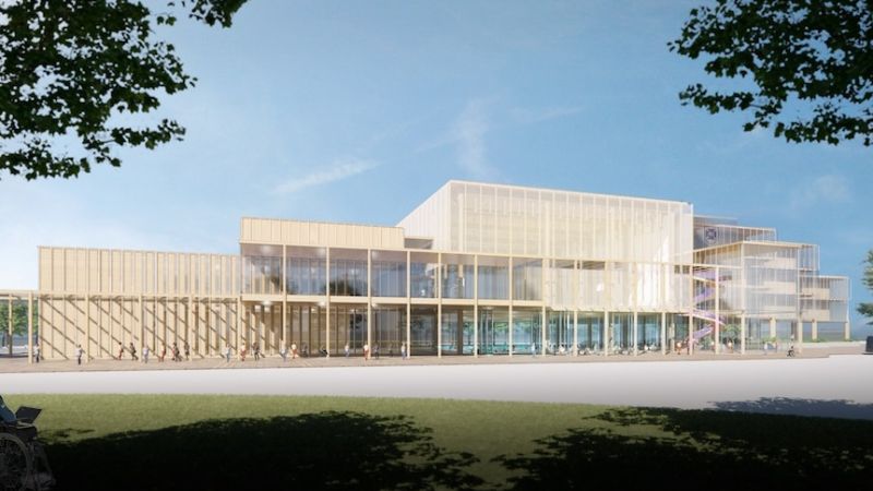 An exterior render of the paralympic training centre to be built at Brisbane's UQ.