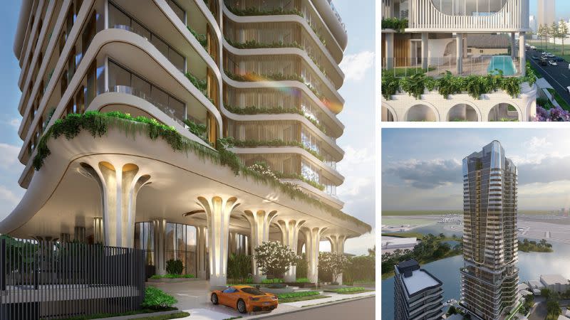 Renders of the luxury residential tower proposal fronting the Nerang River in Surfers Paradise.