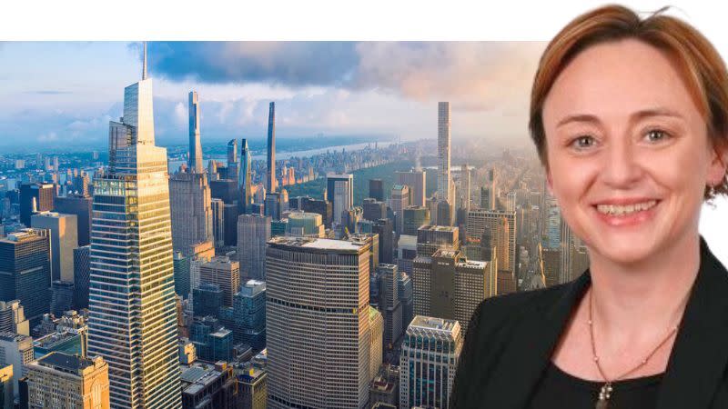 RMIT University’s Sarah Sinclair with the background of New York city.