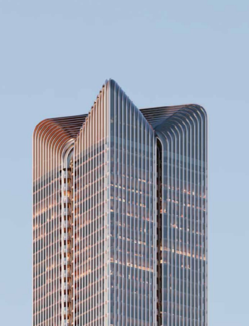 Cox Architecture's design for the fins on the roof of the skyscraper project that SP Setia has proposed.