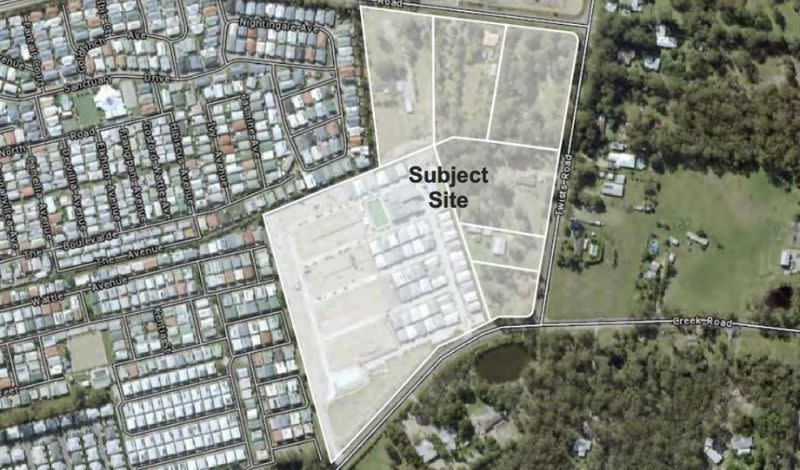 Aerial view of Ingenia's 11.5ha development site within the land lease "super block" 35km north of Brisbane. 