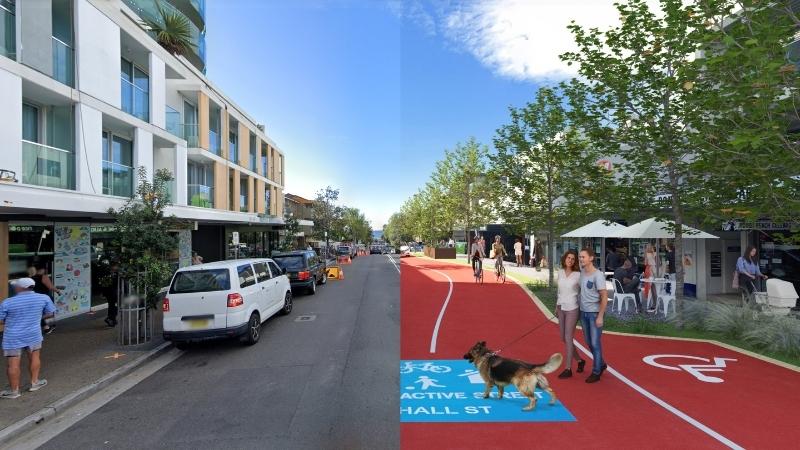 Before and after: Hall Street, Bondi in Sydney reimagined.