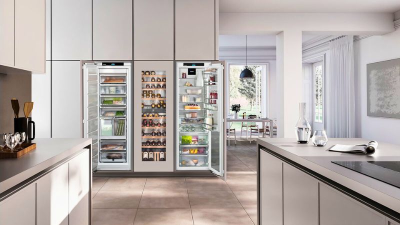 Liebherr’s Integrated Range shown with doors open in a modern kitchen.
