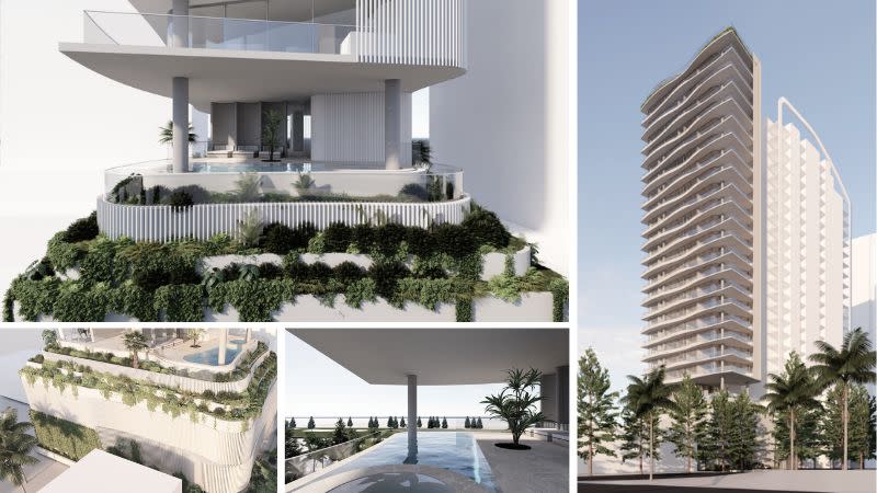 Renders of McNab's proposed 26-storey apartment tower for 4 George Avenue, Broadbeach.