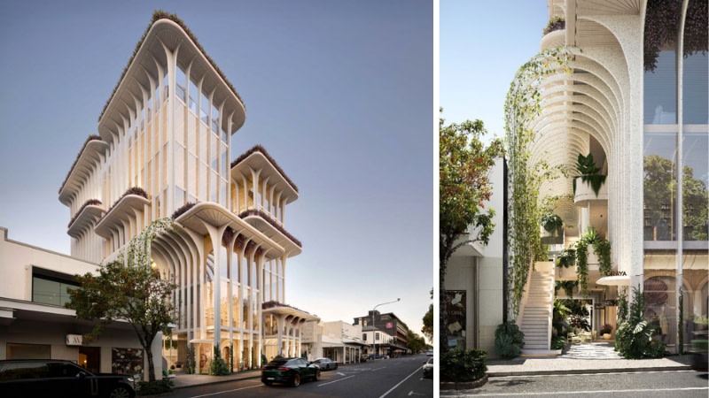 Renderings of Graya's greenlit mixed-use commerical development for 54-56 James Street, Fortitude Valley.
