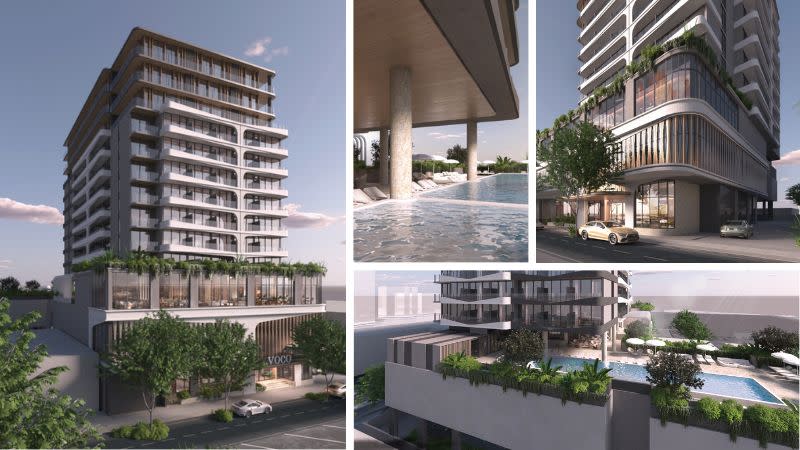 Renders of the 153-key Voco-branded hotel proposed for Maroochydore's Ocean Street dining and entertainment precinct.