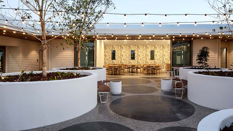 Arqus Design director Scott Peabody at Chambers Pines Community Courtyard