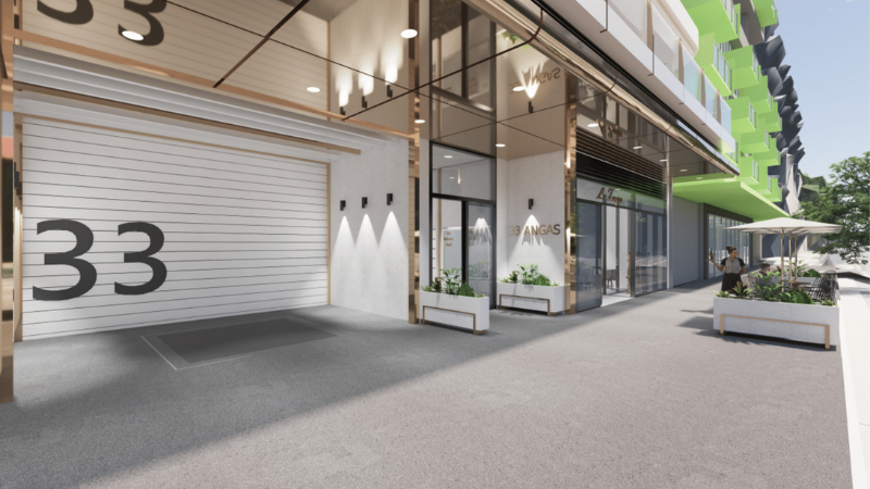 A rendering of the ground floor entry and proposed ... for Sallis's the New Dawn project.