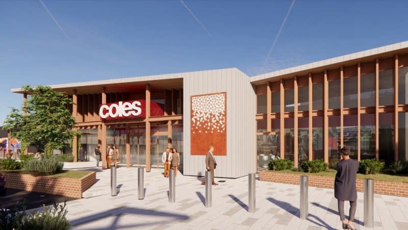 The High Street frontage of the new Coles supermarket in Melbourne's Belmont.