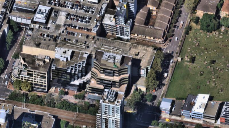 Roxy-Pacific's site in Parramatta's Argyle Street.  And, in our main picture, the B-grade office building which sits there today.