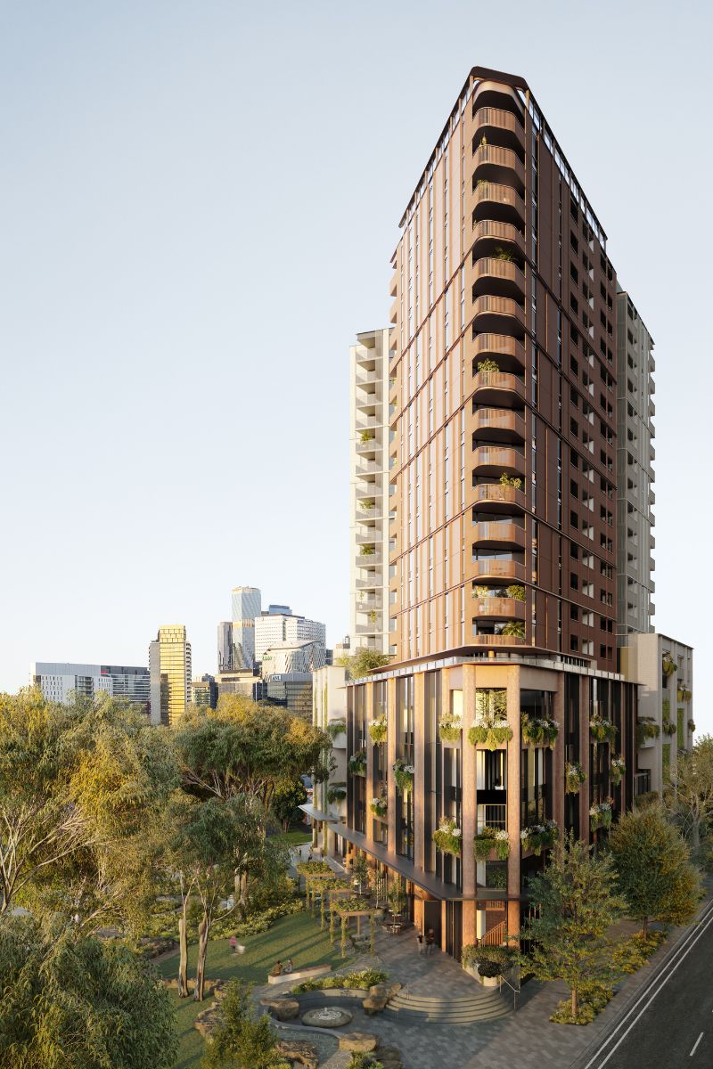 An artist's impression of the tower.  Gamuda’s green credentials for the Fishermans Bend development are deep below the ground.