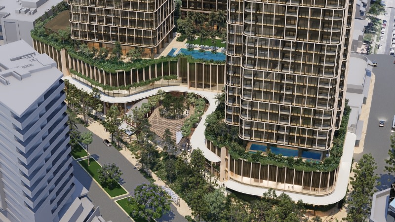A rendering of Verso Development's revised scaled back plans for the long-dormant Toowong site.