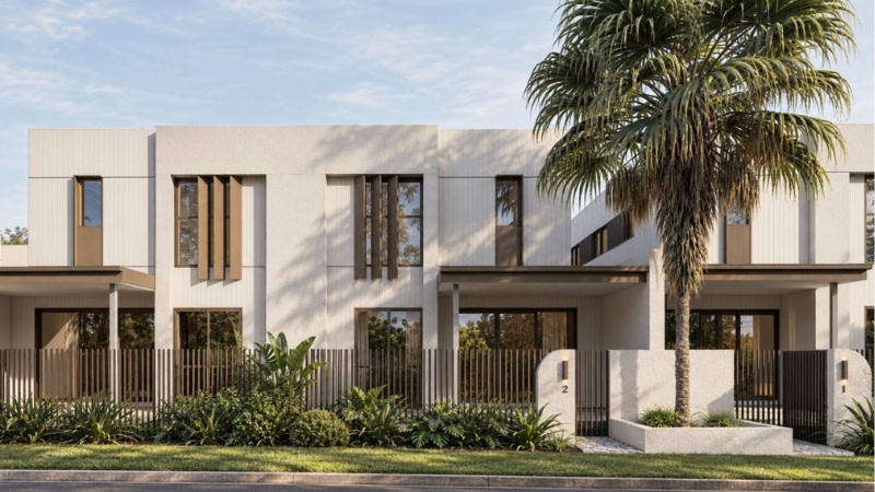 A rendering of the townhouse community proposed by Rogerscorp for 14-16 Halcyon Way and 50-52 Broadwater Avenue, Hope Island.