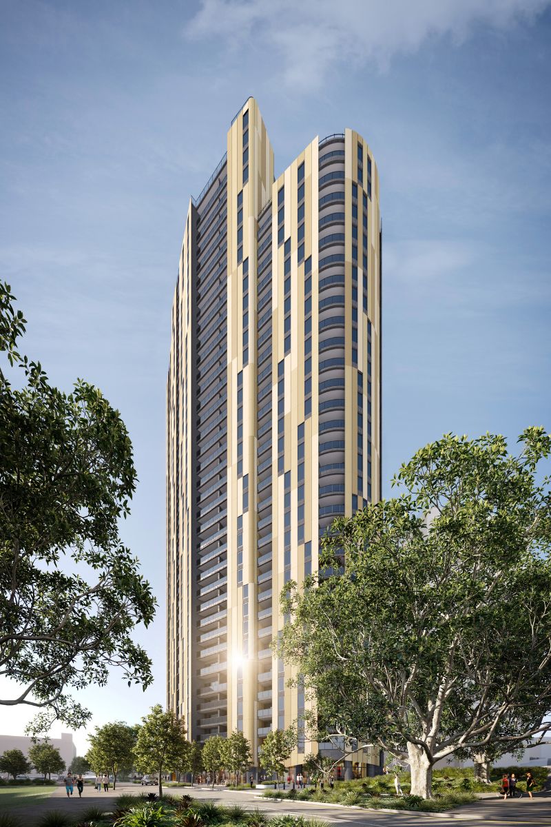 Render of Lendlease's planned Australian build-to-rent debut development earmarked for Brisbane's RNA Showgrounds precinct in inner-city Fortitude Valley.