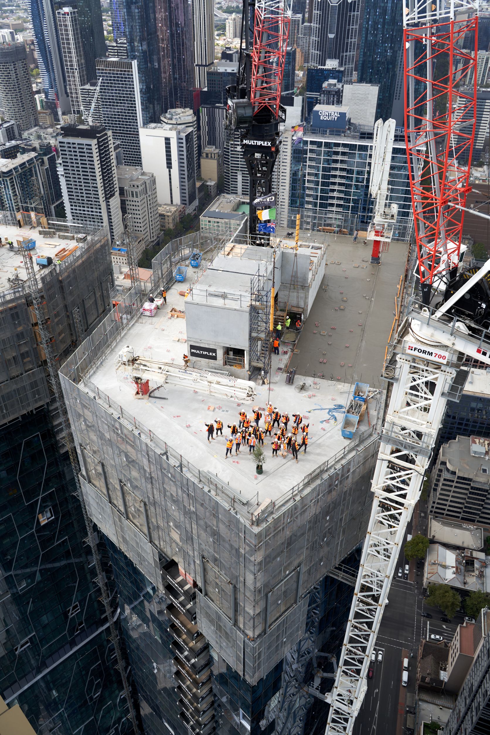 ▲ Multiplex said the project had been significant employment generator, with over 800 workers were on site at peak staffing to achieve the topping out of stage two. Image: Supplied

