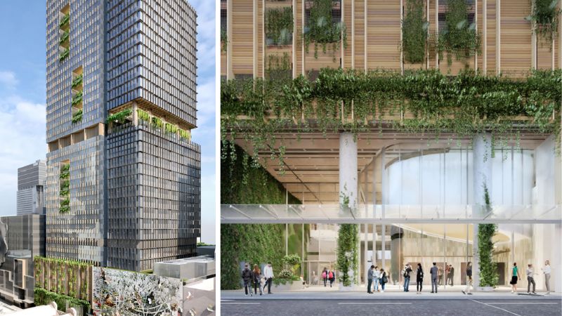 Renders of ISPT's approved mixed-used office tower at 150 Elizabeth Street, Brisbane.