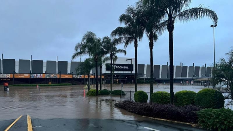 The flood-ravaged former Toombul shopping centre in Brisbane's inner-north.