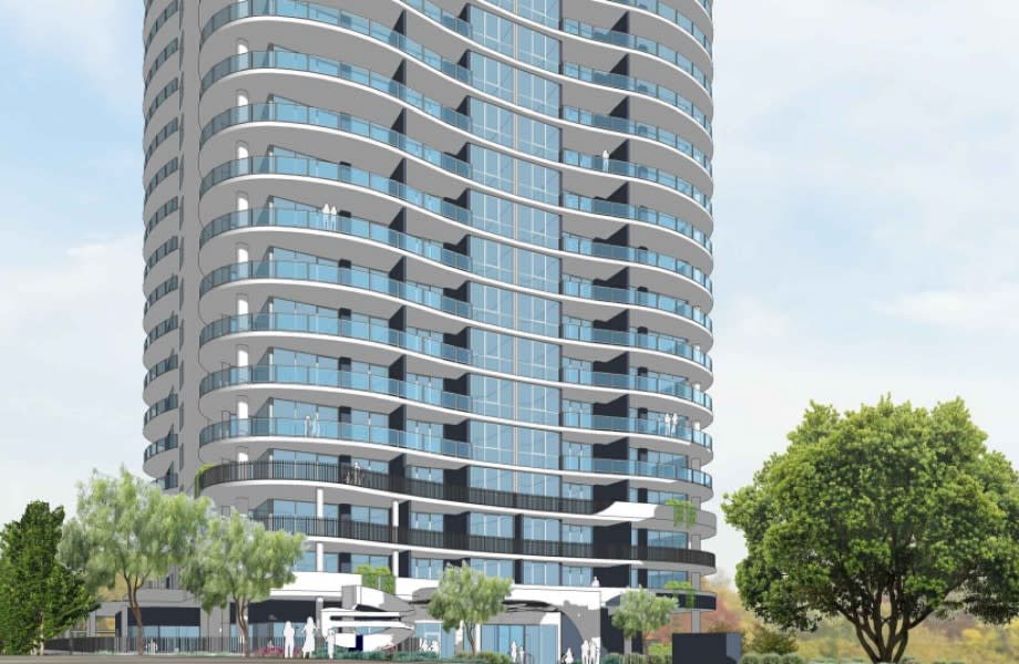 Finbar's proposed plans for a 19-storey residential tower in Belmont, Perth.