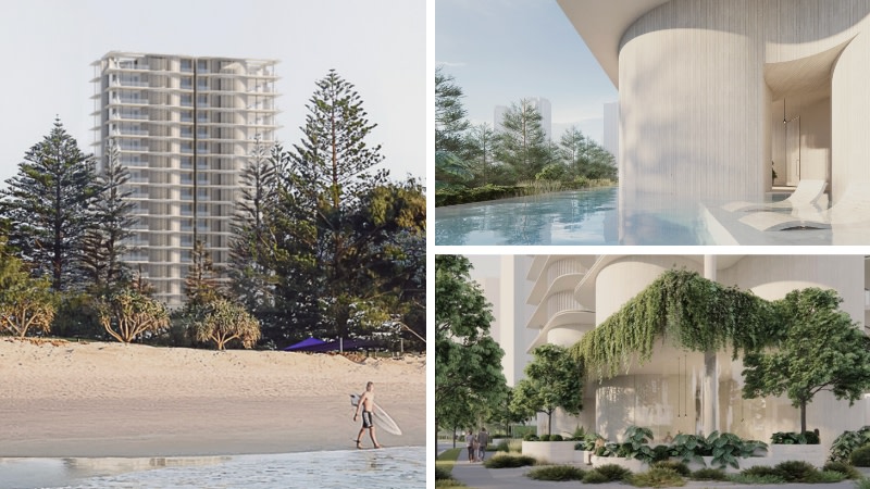 Renderings of Spyre Group's scaled back Gold Coast tower proposal for 3640-3642 Main Beach Parade.