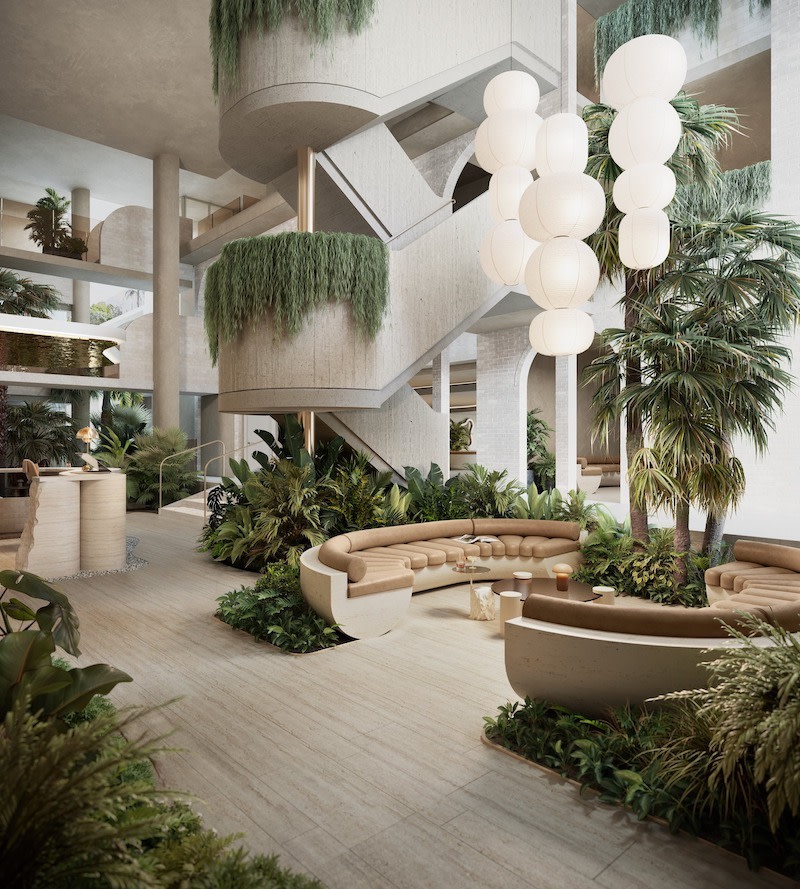 An artist's impression of the hotel's atrium.