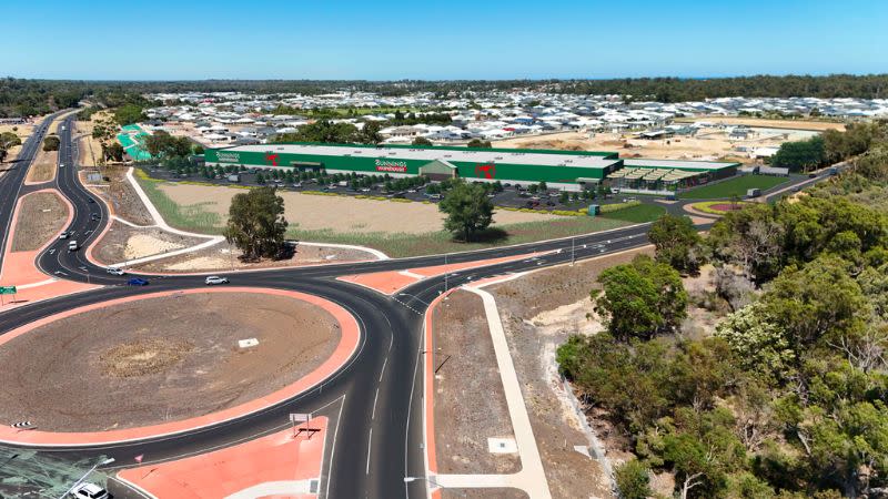 A rendering from the air of the planned Dalyellup Bunnings.