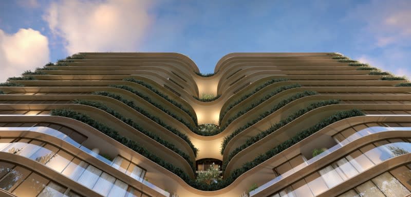 Cox Architecture designed a curved facade for the Marriott Executive Apartments at Park Quarter.