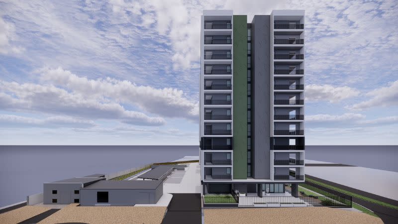 A rendering of Atlas's 12-storey affordable housing tower.