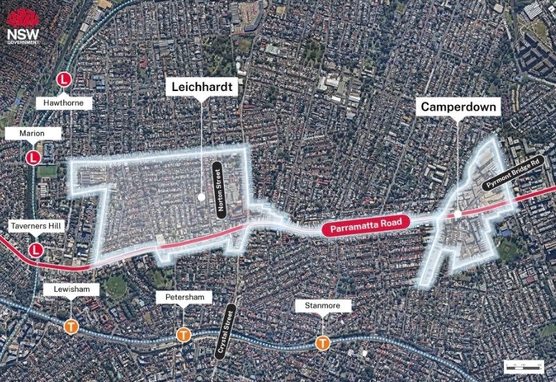 The section of Parramatta Road within the Inner West Council area earmarked for rezoning.