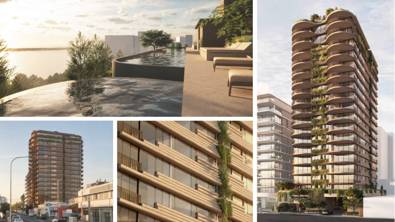 Renderings of the Bureau Proberts-designed scheme that would rise 18-storeys and deliver 64 luxury apartments.