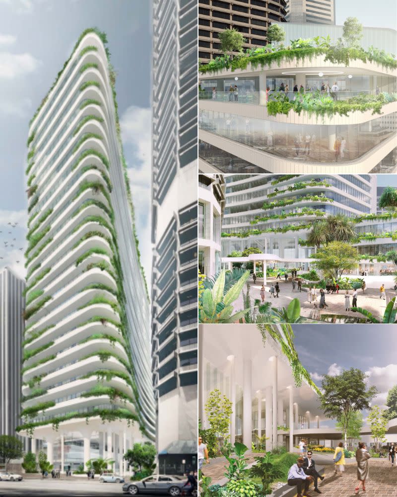 Renders of the 22-storey commercial tower proposed for 135 Eagle Street. 