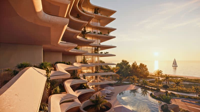 A rendering of the Cera-Stibley-designed scheme planned for MAYD's site overlooking North Kirra Beach.