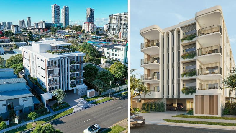 Renders of the five-storey, 20-apartment proposal for 29 Minnie Street, Southport.