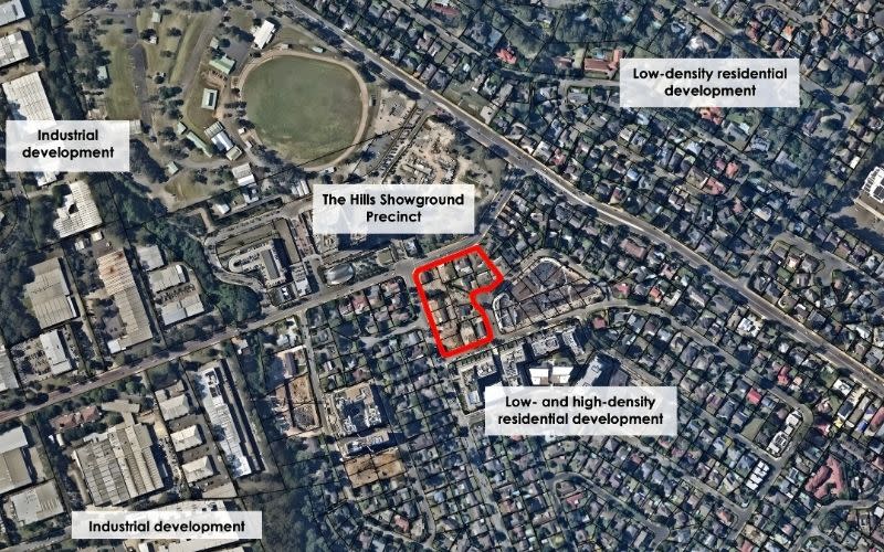 Aerial photo taken in 2025 of the 1.1ha site at 2 Fishburn Crescent, earmarked for Arada’s $400-million residential project.